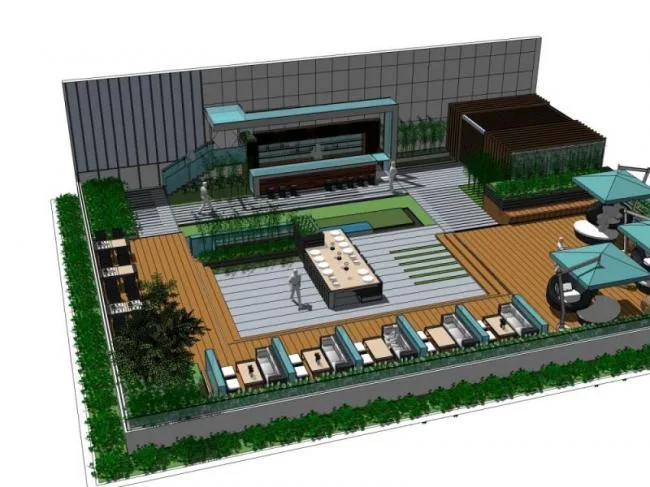Sketchup Landscape Model | Roof Garden Landscape, Modern Style