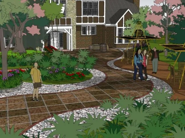 Sketchup Landscape Model | Villa Landscape, Courtyard Landscape, Modern Style