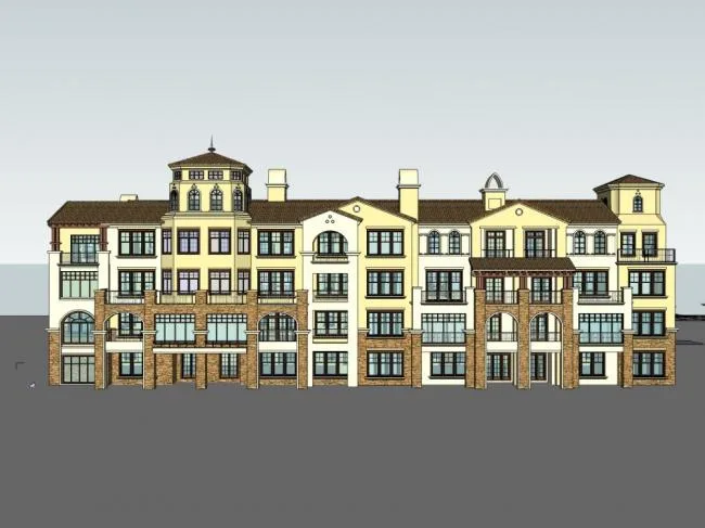 Sketchup Residential Model | Multi story Residential Complex, Classical Style