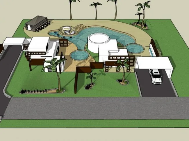 Sketchup Villa Model | Solo Villa, Modern Style