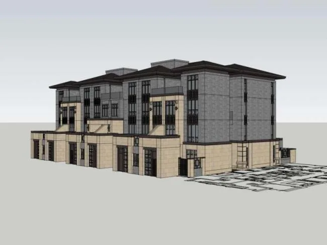 Sketchup Villa Model | Multi row Villa, Modern Chinese Style