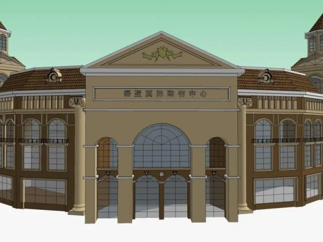 Sketchup Business Model | Multi story Shopping Center, Classical Style