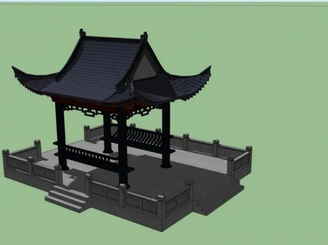 Sketchup Sketch Model | Pavilion, Chinese Style, Sketch