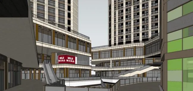 Sketchup Complex Model | Multi story high-rise mixed use, commercial complex, office, modern style