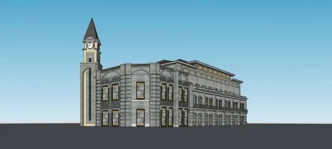 Sketchup Business Model | Small Commercial Building, Republic of China Style, Multi story Shopping Mall