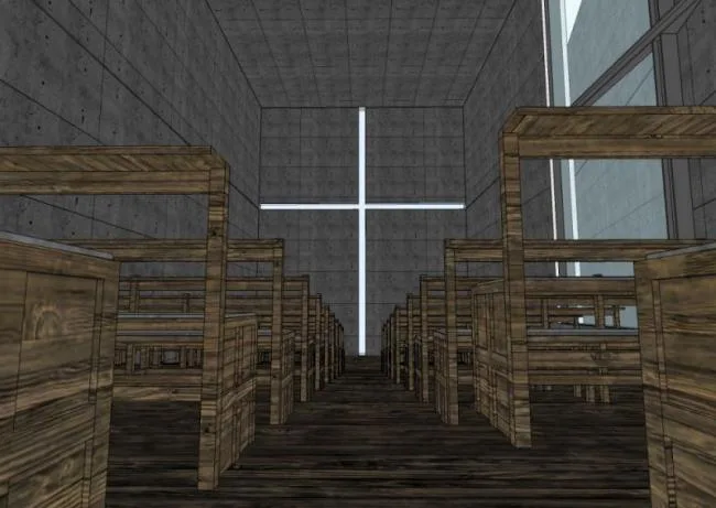 Sketchup Cultural Model | Church of Light, Modern Style, Cultural Architecture, Tadao Ando