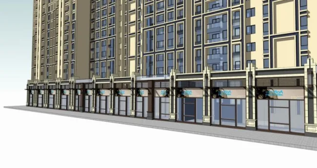 Sketchup Residential Model | High rise residential, modern style, ground floor commercial, residential building