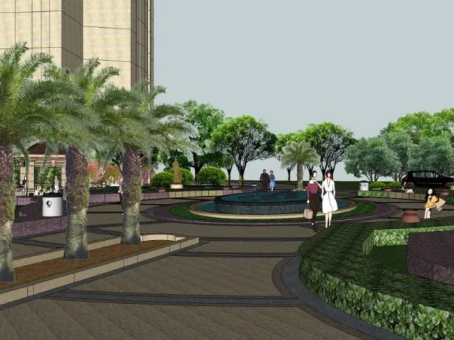 Sketchup Landscape Model | Community Landscape, Residential Landscape, Classical Style