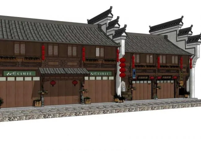 Sketchup Business Model | Multi story Business District, Chinese Style