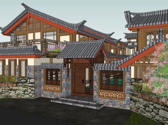 Sketchup Hotel Model | Multi story Hotel, Chinese Style