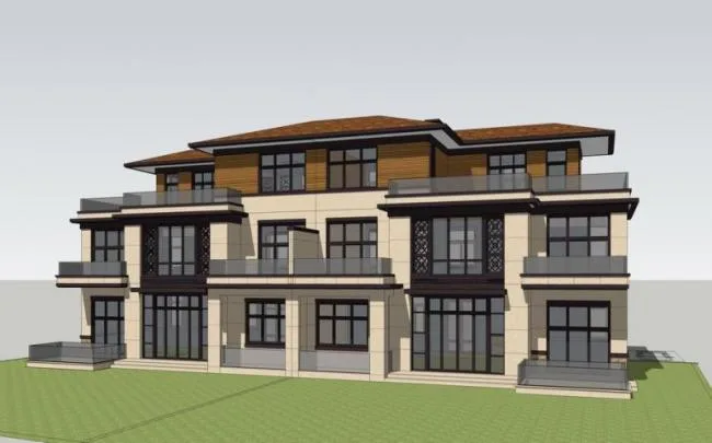 Double-Split Villa Model in Simplified European Classical Style | SketchUp Design