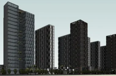 SketchUp Complex Model: Modern Super High-Rise Urban Residential and Office Development-BIM WORLD