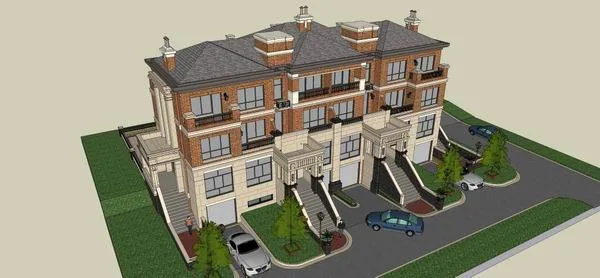 Classical Twin Villa Model in SketchUp