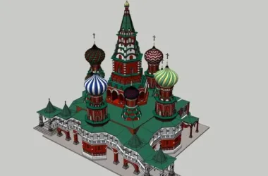 SketchUp Cultural Model: Multi-Story Classical Style Church Architecture-BIM WORLD