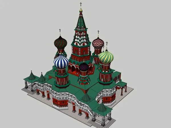 Sketchup Cultural Model | Multi story Church, Cultural Architecture, Classical Style