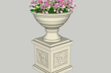 SketchUp Material Model: European Floral Bowl Landscape Sculpture Component-BIM WORLD