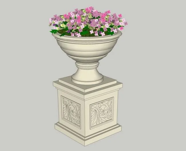 Sketchup Material Model | European Flower Bowl Landscape Sculpture Model Material Component