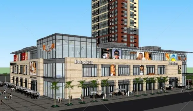 Sketchup Complex Model | Commercial Complex, High Rise Residential, Ground Floor Commercial, Modern Style