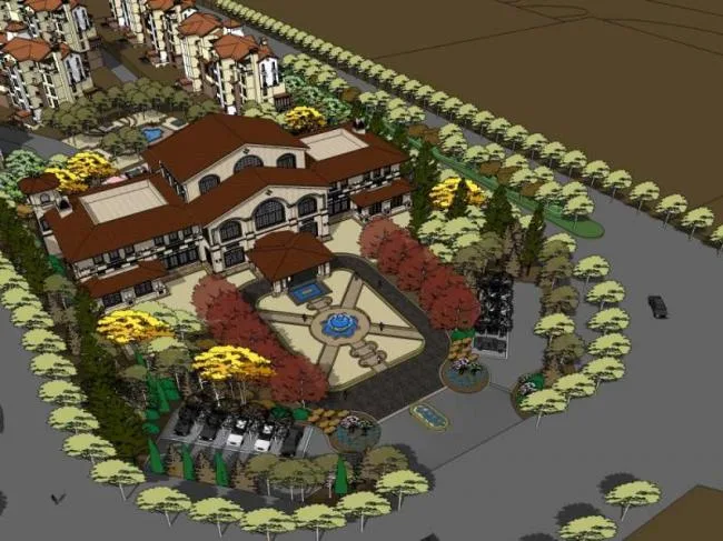 Sketchup Residential Model | Multi story Residential Community, Sales Office, Classical Style