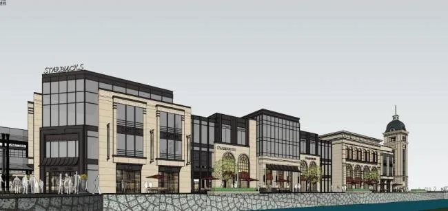 Sketchup Business Model | Multi story Commercial Street, European Classical Style