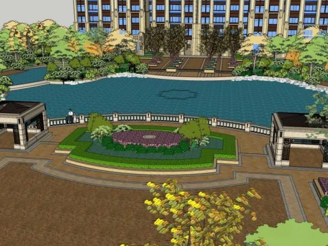 Sketchup Landscape Model | Community Landscape, Residential Landscape, Modern Style
