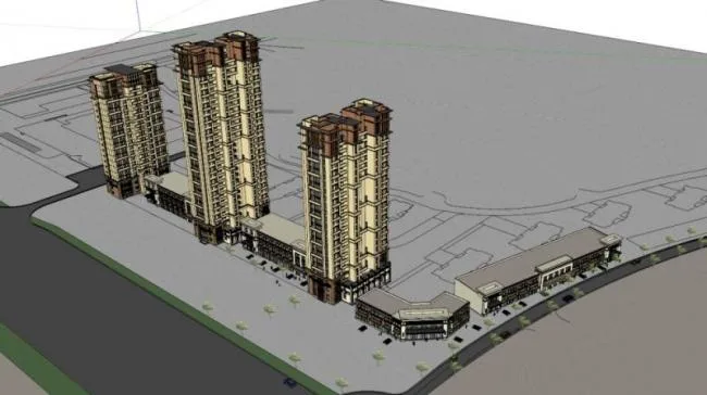 Sketchup Residential Model | High rise residential, ground floor commercial, residential building, classical style