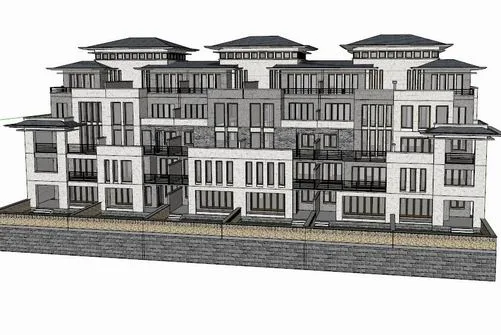 Sketchup Villa Model | Stacked Double Villa, Classical Style