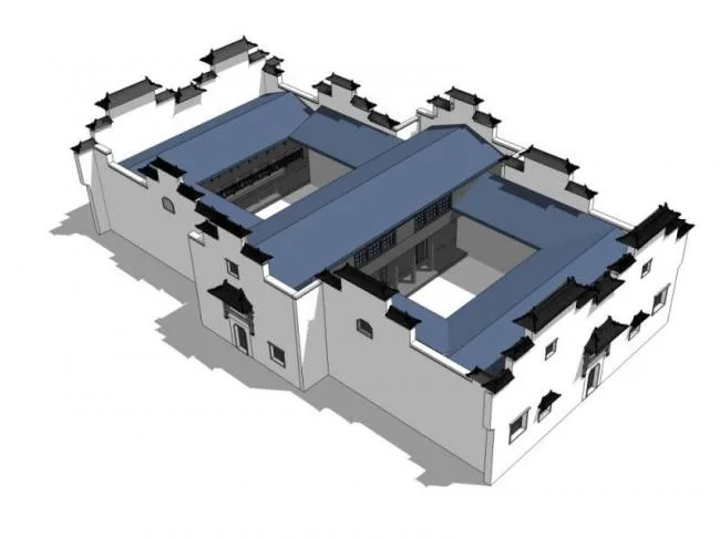 Sketchup Residential Model | Huizhou style residential buildings, modern Chinese style