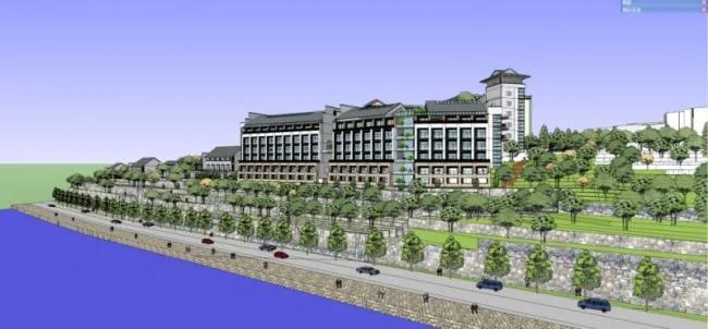 Sketchup Hotel Model | Multi story Hotel, Modern Chinese Style