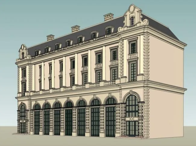 Sketchup Business Model | Multi story Clubhouse, Classical Style