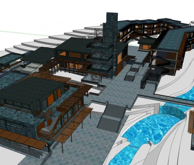 Sketchup Hotel Model | Mountain Hotel, Guesthouse, Clubhouse, Modern Style