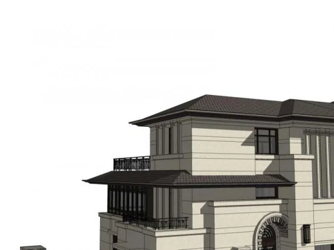 Sketchup Villa Model | Single Family Villa, Classical Style