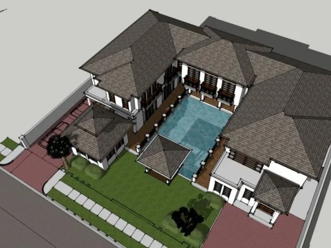 Sketchup Villa Model | Solo Villa, Chinese Style