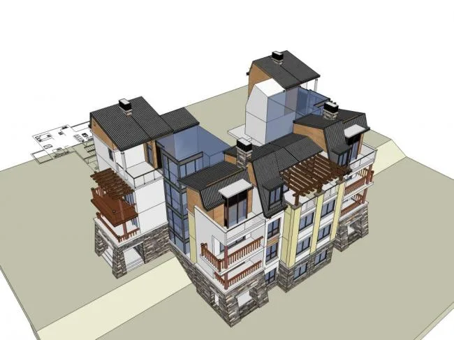 Sketchup Residential Model | Multi story Residential Complex, Classical Style