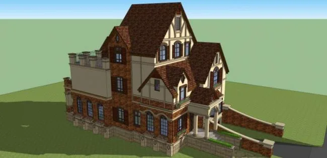 Sketchup Villa Model | Stacked Villa, Classical Style