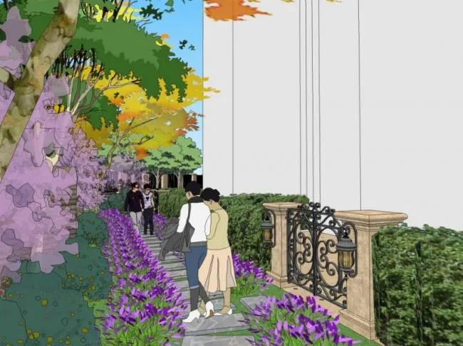 Sketchup Landscape Model | Entrance Landscape of the Community, Classical Style