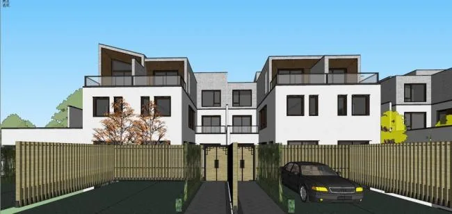 Modern Multi-Row Villa Model in SketchUp