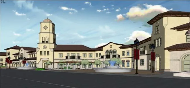 Sketchup Business Model | Multi story Commercial Street, Spanish Classical Style