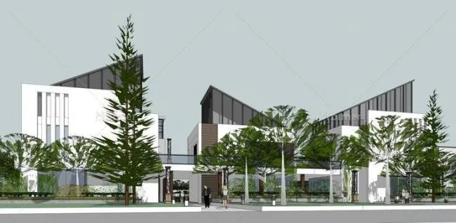 Sketchup Business Model | Multi story Food Pedestrian Street Commercial Street, New Chinese Style