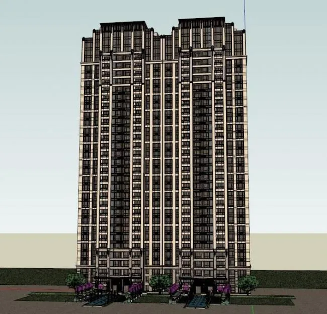 Sketchup Residential Model | High rise Residential Buildings, Classical Style