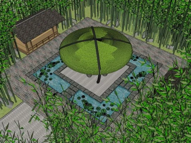 Sketchup Landscape Model | Landscape Design, Courtyard Landscape, Modern Chinese Style