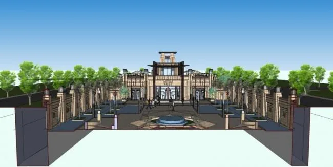 SketchUp Business Model: Modern Low-Rise Sales Office Design