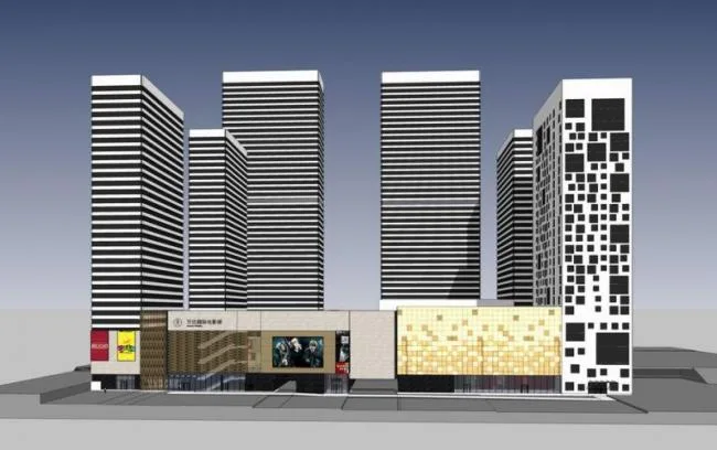 Sketchup Business Model | Multi story Commercial, High rise Office, Qingdao Wanda Commercial Plaza, Commercial Complex, Modern Style