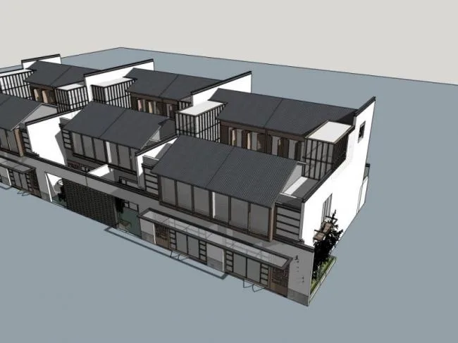Sketchup Villa Model | Row Villa, Oriental Neoclassical