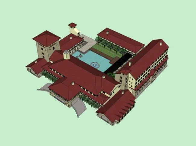 Sketchup Office Model | Athlete Reception Center, Multi story, Modern Style