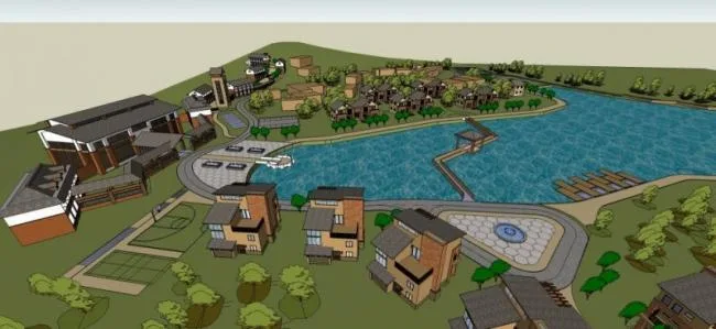 Sketchup Landscape Model | Waterfront Landscape, Residential Landscape, Modern Style