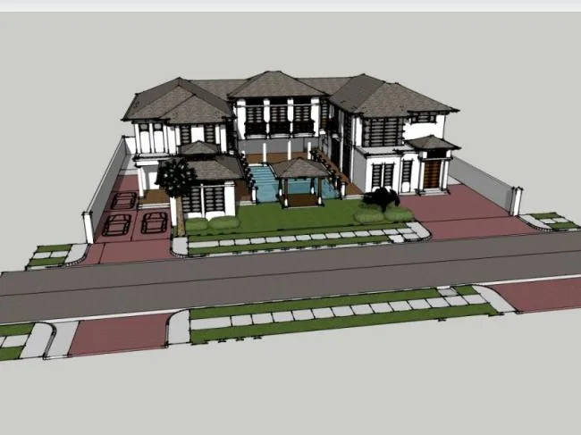 Sketchup Villa Model | Solo Villa, Chinese Style