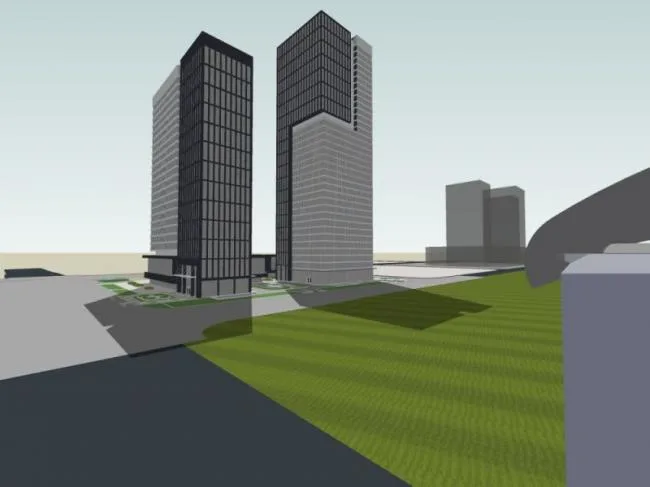SketchUp Model of a Modern Super High-Rise Office Building