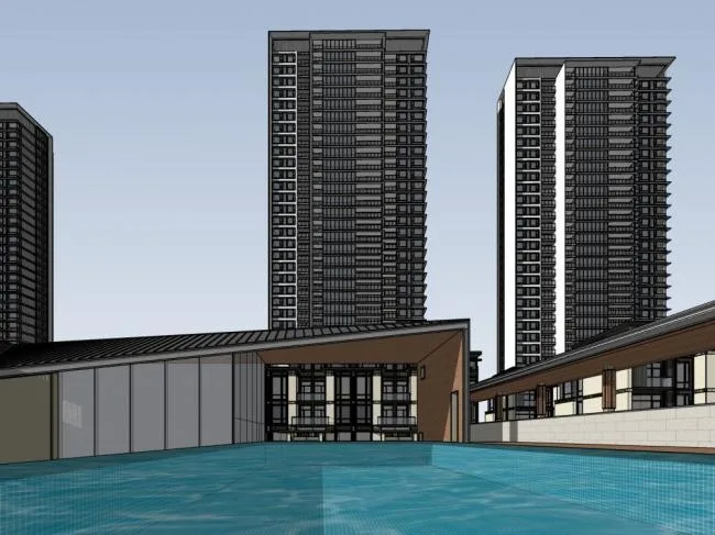 Sketchup Residential Model | High rise residential complex, modern style, residential building
