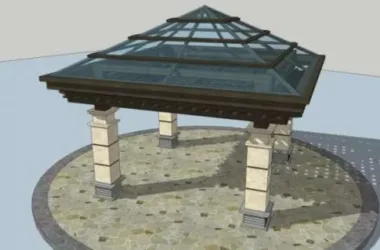Classical Style Pavilion Sketchup Model Preview-BIM WORLD